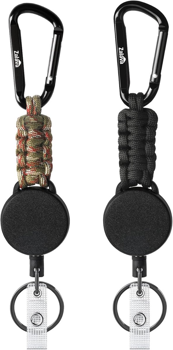 Retractable sleutelhanger 60 cm - versterkt staal - aluminium karabijnhaak - ideaal voor sleutels - ShopVlot