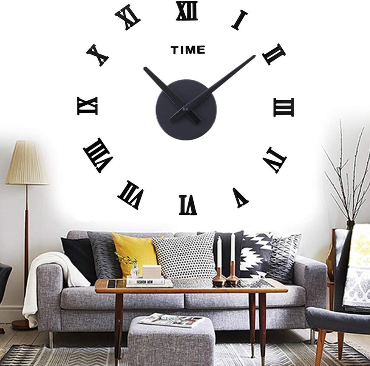 SnelShoppen - Yolistar 3D Wandklok Grote Wandklok Modern Design Acryl Muurtattoo Decoratie Stil Eenvoudig te Monteren Kwartsklok Zwarte Romeinse Cijfe