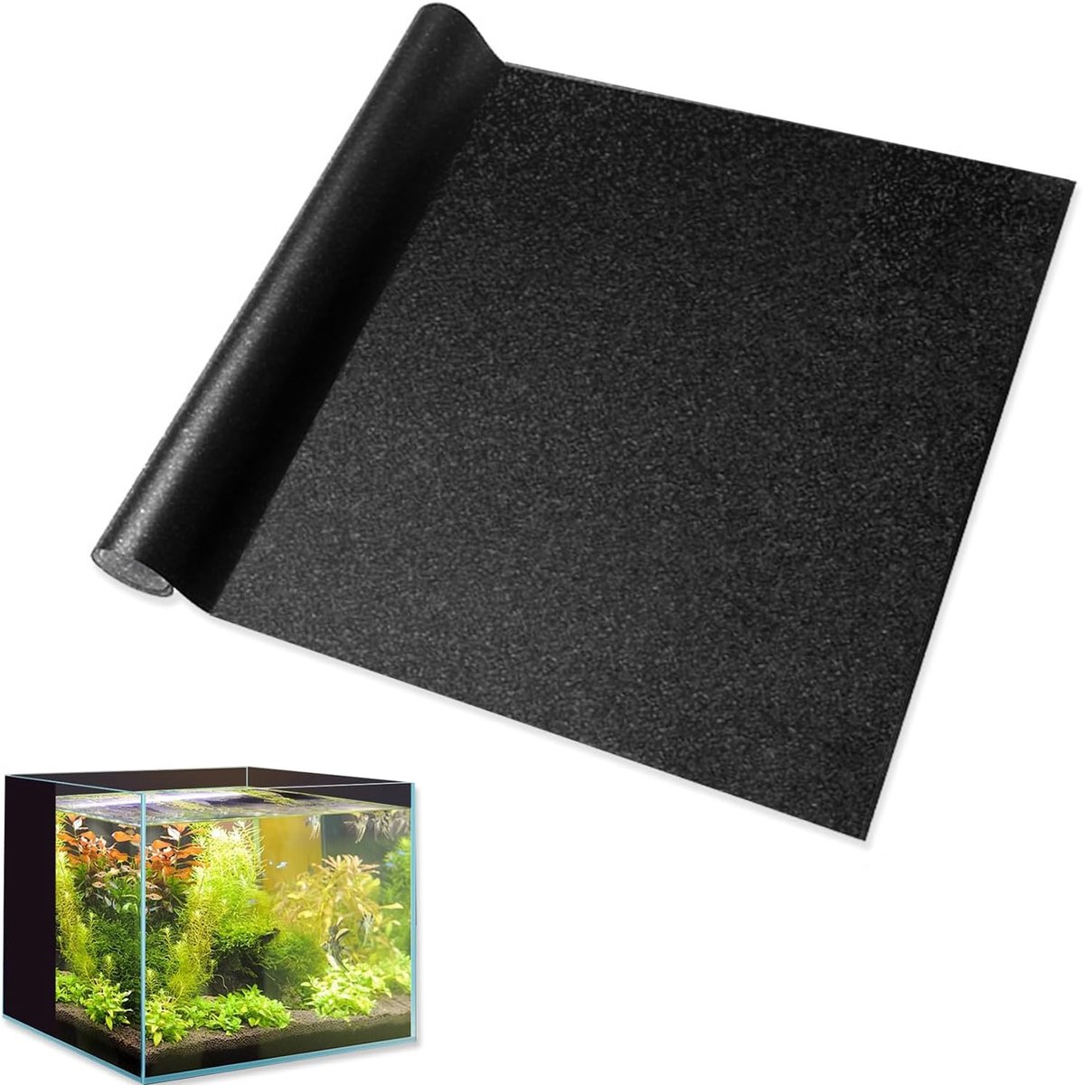Zelfklevend, Aquarium Achterwandfolie 200x40cm PVC Statisch Haftende Achtergrond Zwart Uitsnijbaar voor Aquarium Achterwand Terrarium Achterwand