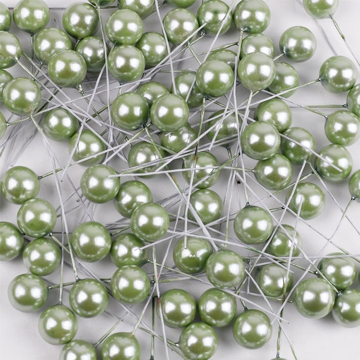 20 stuks kunstbessen, 12 mm, decoratieve bessenstelen, bessen, vruchten, voor doe-het-zelf handwerk, decoratie, kerstboom, kerstkrans, tafeldecoratie, bruiloft, woondecoratie, groen
