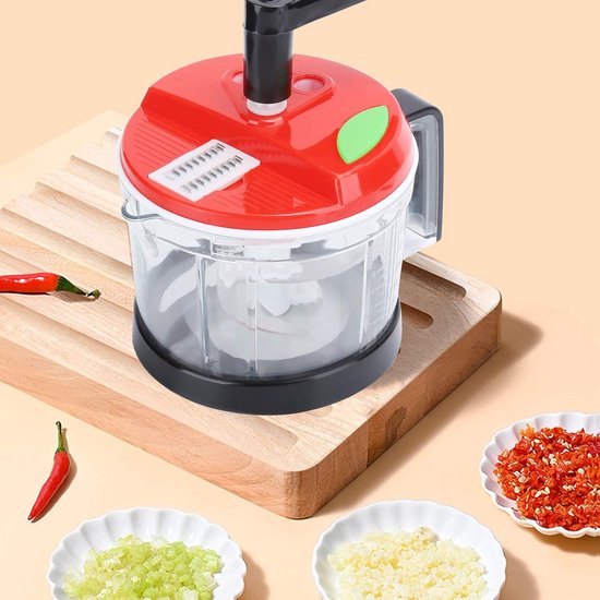 Multifunctionele handmatige voedselhakselaar van duurzaam materiaal met uiensnijder en blender voor snel en eenvoudig hakken van groenten en fruit — afbeelding 5
