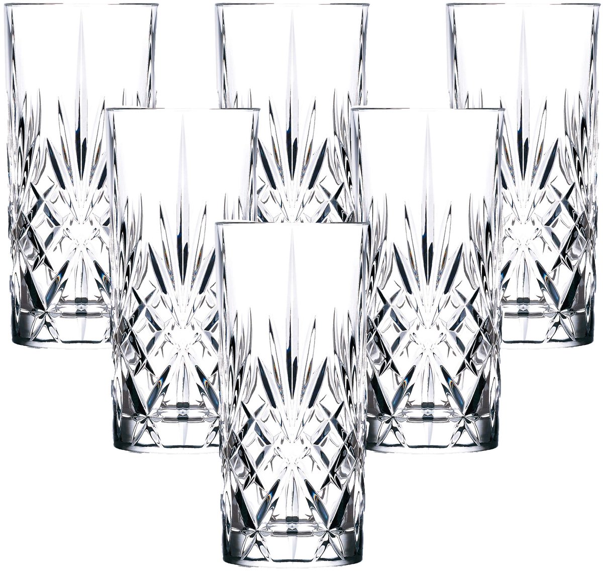 SnelShoppen - RCR Kristallen Melodia Collection High Ball Glazen Set van 6 - Dubbele Oude Modieuze Water Glazen - 9 Ounce - Perfect voor Feest, Tuin e