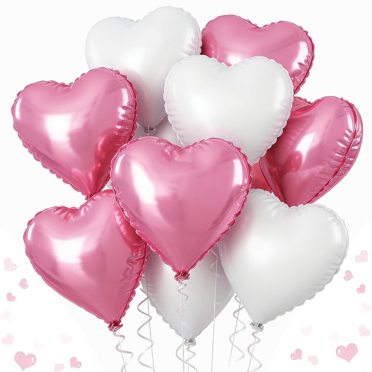 Hartballonnen, 12 stuks roze en witte hartvormige ballonnen, 45 cm folie heliumballonnen voor verjaardagsfeestje, bruidsverloving, bruiloft, verjaardag, babyborrel, Valentijnsdag decor