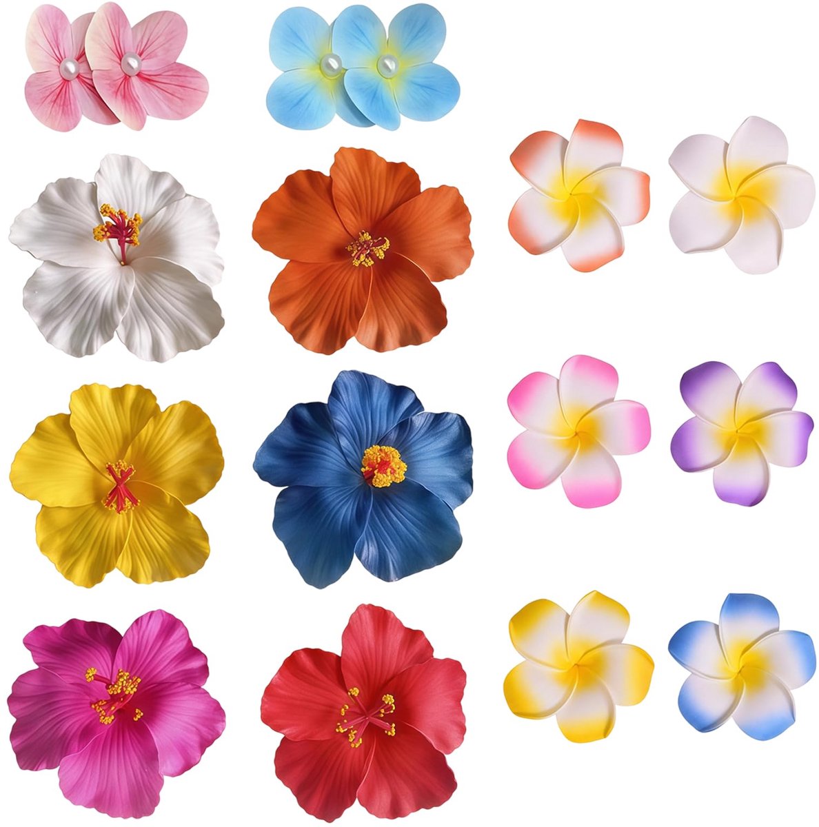14 Stuks Hawaii Bloemen Haarclips, Kunstmatige Plumeria Haarsieraden voor Dames, Meisjes, Bruiden voor Strandvakantie, Huwelijk, Zomerfeest (Bont)