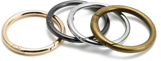 Veerringen, ronde metalen karabijnhaak voor sleutelhangers, handtassen, portefeuilles, tassen en doe-het-zelf decoraties, Geborsteld messing, 38mm — afbeelding 3