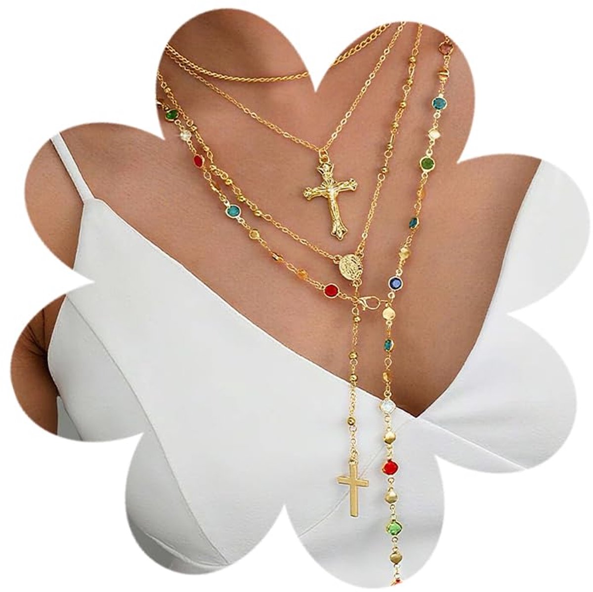 Kettingen voor vrouwen trendy boheemse parel ketting Y-lange hanger ketting set vintage rozenkrans ketting stapelbaar verstelbare