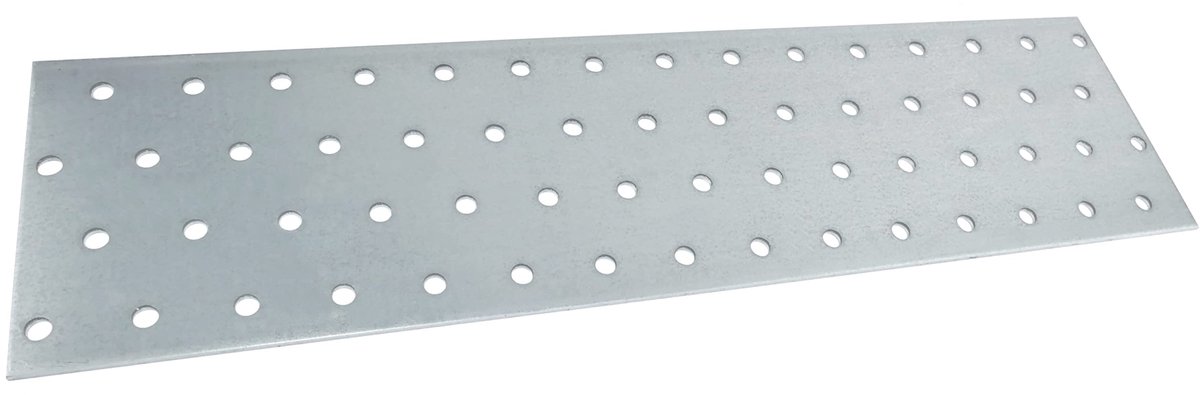 Geperforeerde platen 80x300x2mm met 60 gaten - van verzinkt staal Z275 - bevestiging van metaal hout - kleur zilver