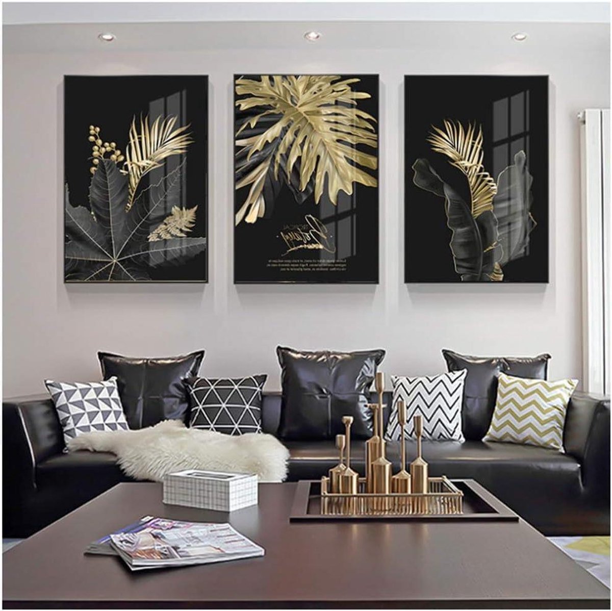 Canvas Schilderij Monstera - Botanische Poster Woondecoratie - Muur Decoratie - Hoge Resolutie Print - 3 stuks 50x70cm
