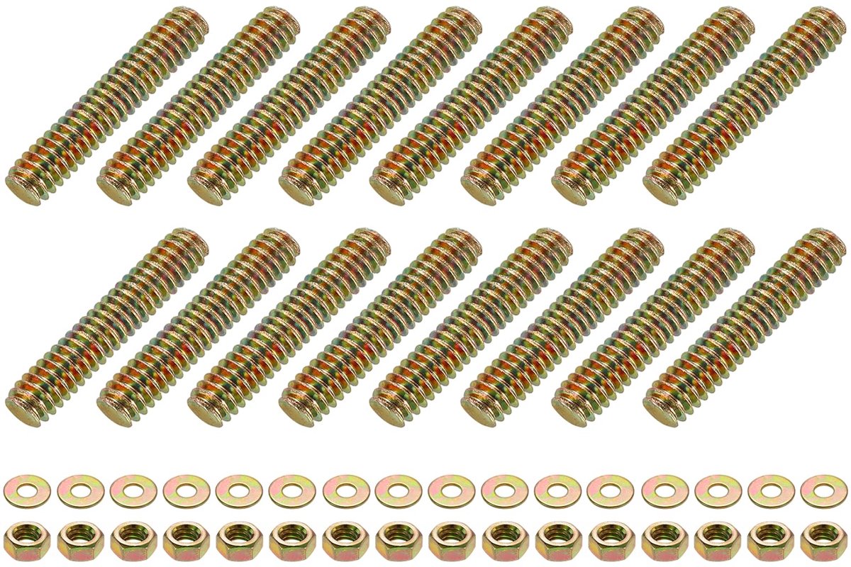 16 stuks complete draadschacht, 1/4 inch UNC x 1-1/4 inch lengte koolstofstaal verzinkt draadstangen compleet met moeren en ringen voor halskettingen, hangers en stijgbeugels, kleur zink