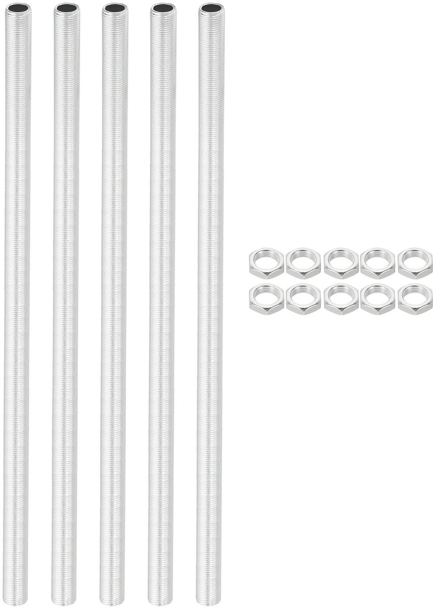 Lampbuisset M12, schroefdraad 300 mm, met vergrendelingsmoeren, 5 sets draadstangen, bevestigingselementen voor kroonluchters, plafondlampen, verzinkt