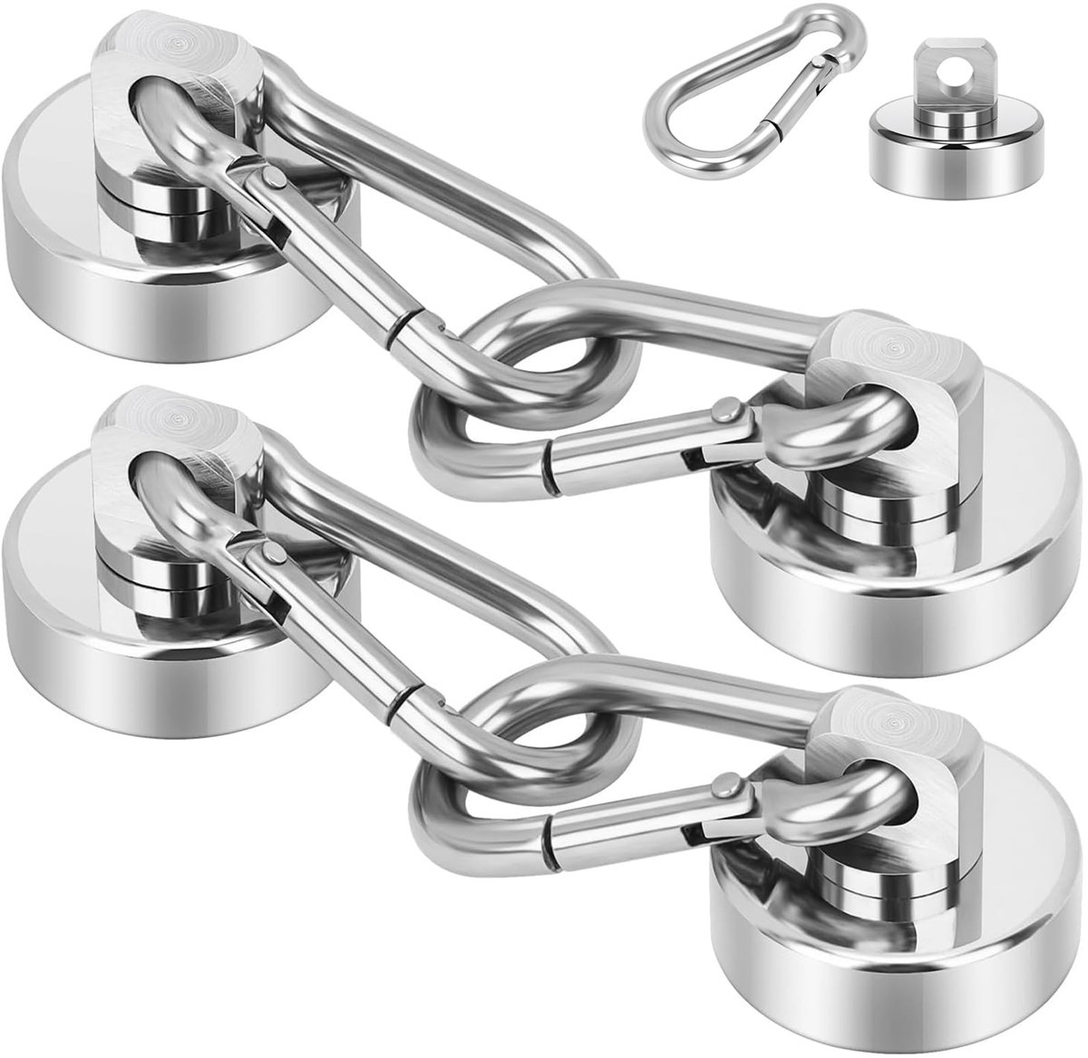 Haken, extra sterk, 36 kg, 4 stuks neodymium magneethaken, 32 mm, magneet met haak, 360 graden draaibaar, magnetische haken, groot, voor koelkasten, keukens, garage, kantoor