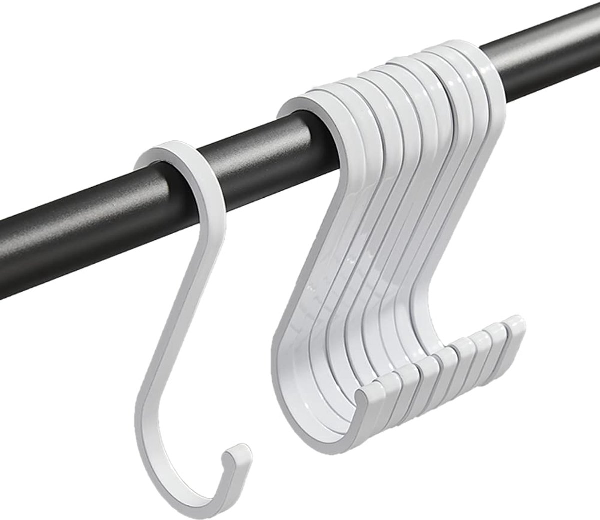 Haken, S-haken, wit, 20 stuks, haken, zware belasting, metalen haken, S-vormige haken om op te hangen, voor keuken, garderobe, badkamer, slaapkamer, tuin, kantoor