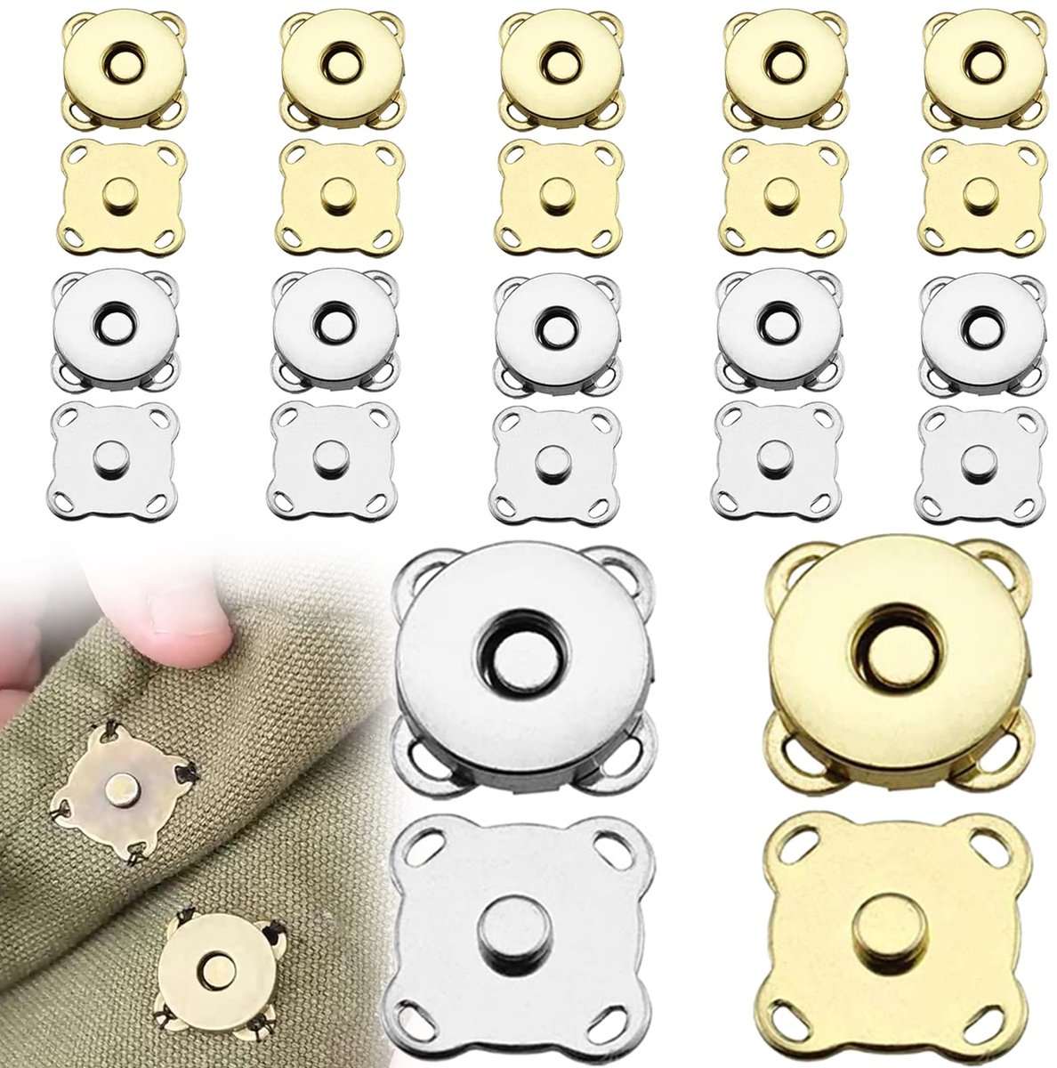 Knopen, drukknopen om aan te naaien, magnetische ritssluitingen voor tassen, 14mm magnetische knoop, magnetische drukknop voor DIY naaien, handtassen, 2 kleuren