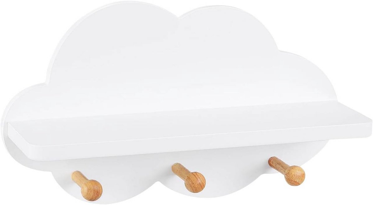 SureDeal® - Wandplanken - Kinderkapstokhaken - Wolkenplank - Haken - Wit - 36x20,5x12 cm
