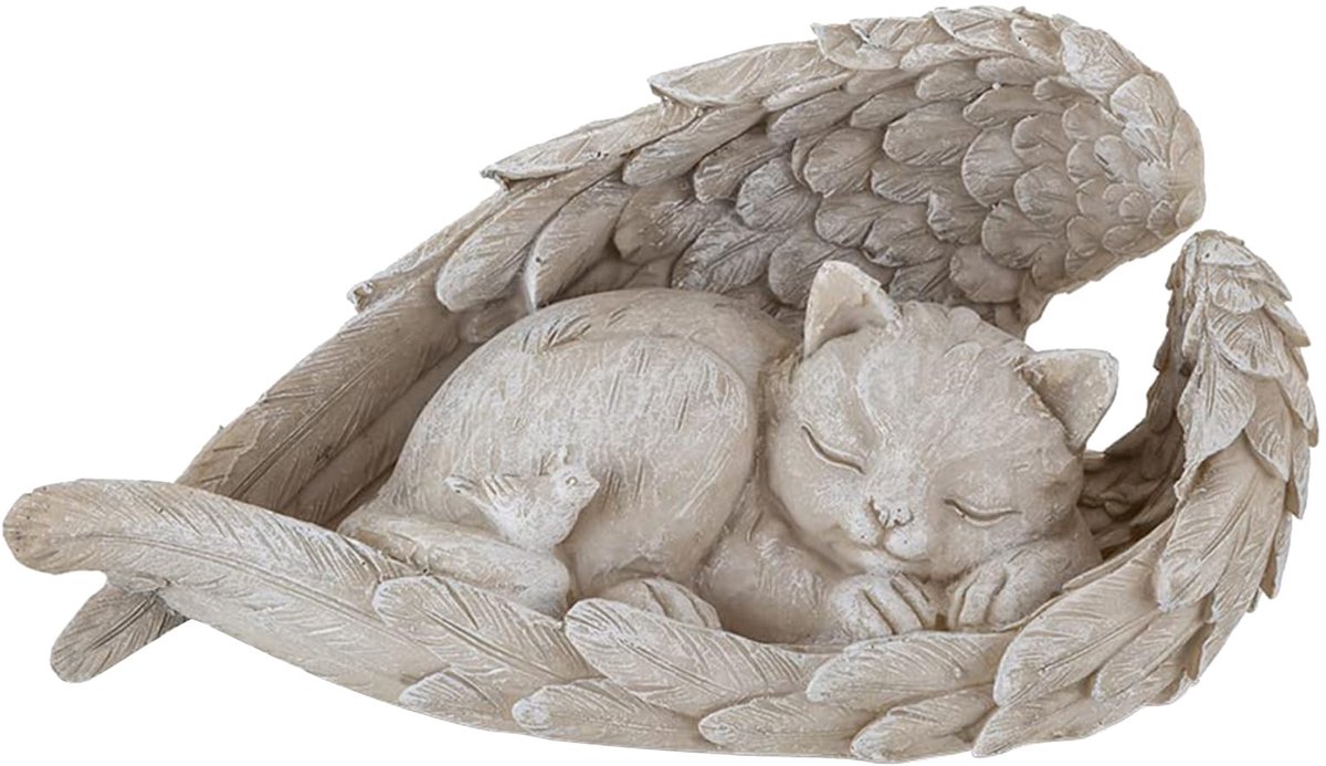 beeldje, kattenengel herdenkingsbeeld, kattengrafversiering, kattenengel huisdier monument graf marker eerbetoon beeld voor tuin, grafstenen of gazondecoratie