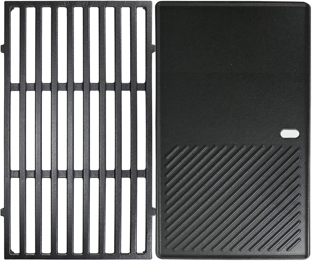 7637 44,5 cm gietijzeren grillrooster, gietijzeren plaat voor Weber Spirit E210/220 S210/220 gasbarbecues (met bedieningsknoppen aan de voorkant), grillplaat + grillrooster reserveonderdeel