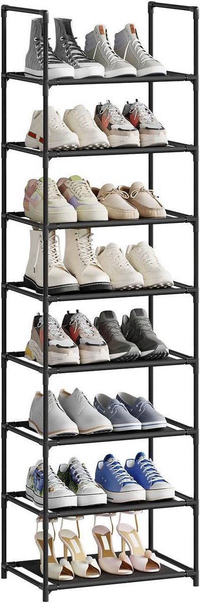 SureDeal® - Schoenrek - Schappen - Metalen - 41x28x140 cm - Zwart