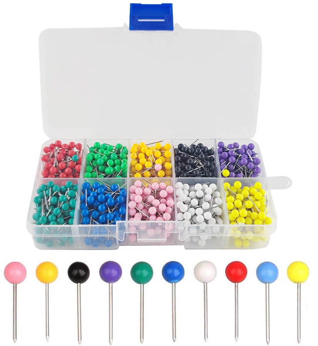 1200 Stuks Kaart Push Pins, Kleurrijke Kopspijkers Met Stalen Punten, Plastic Ronde Kop Voor Kurkborden en Foto's Vastmaken (10 Kleuren)
