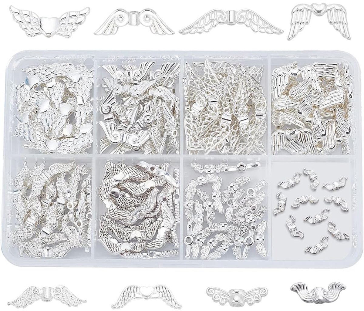Elite vleugelvorm legering kralen charme spacer kralen voor armband ketting sieraden doe-het-zelf handwerk maken, 8 Style-1, Metaal