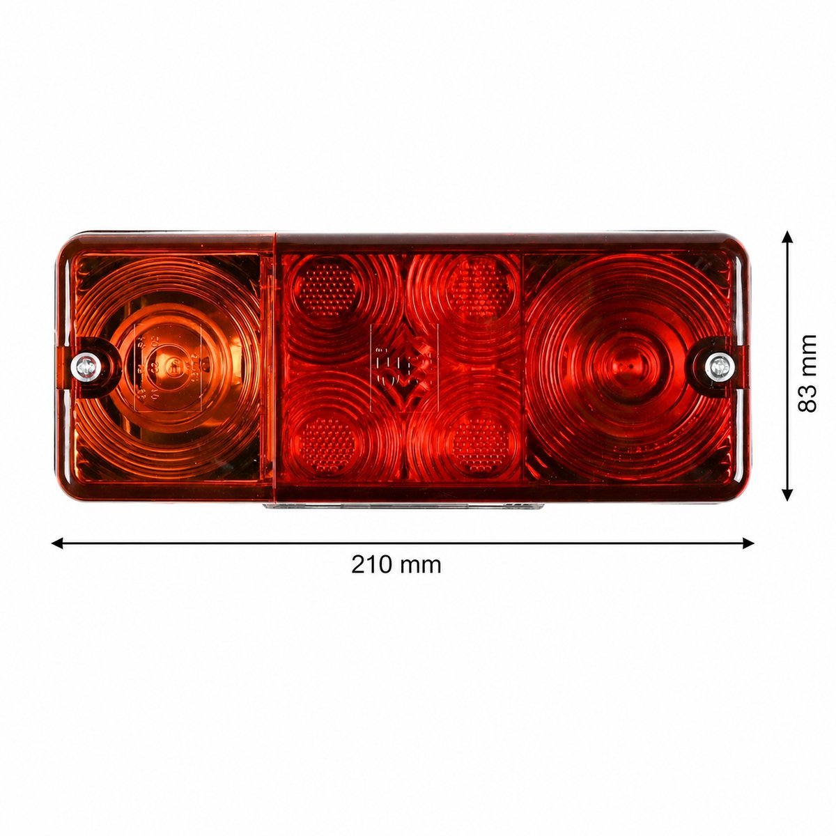 Dutch Standard Aanhangwagen Driekamerlicht 210 x 83 mm E9 - 12-24 V - Achterlicht met Remlicht en Richtingaanwijzer