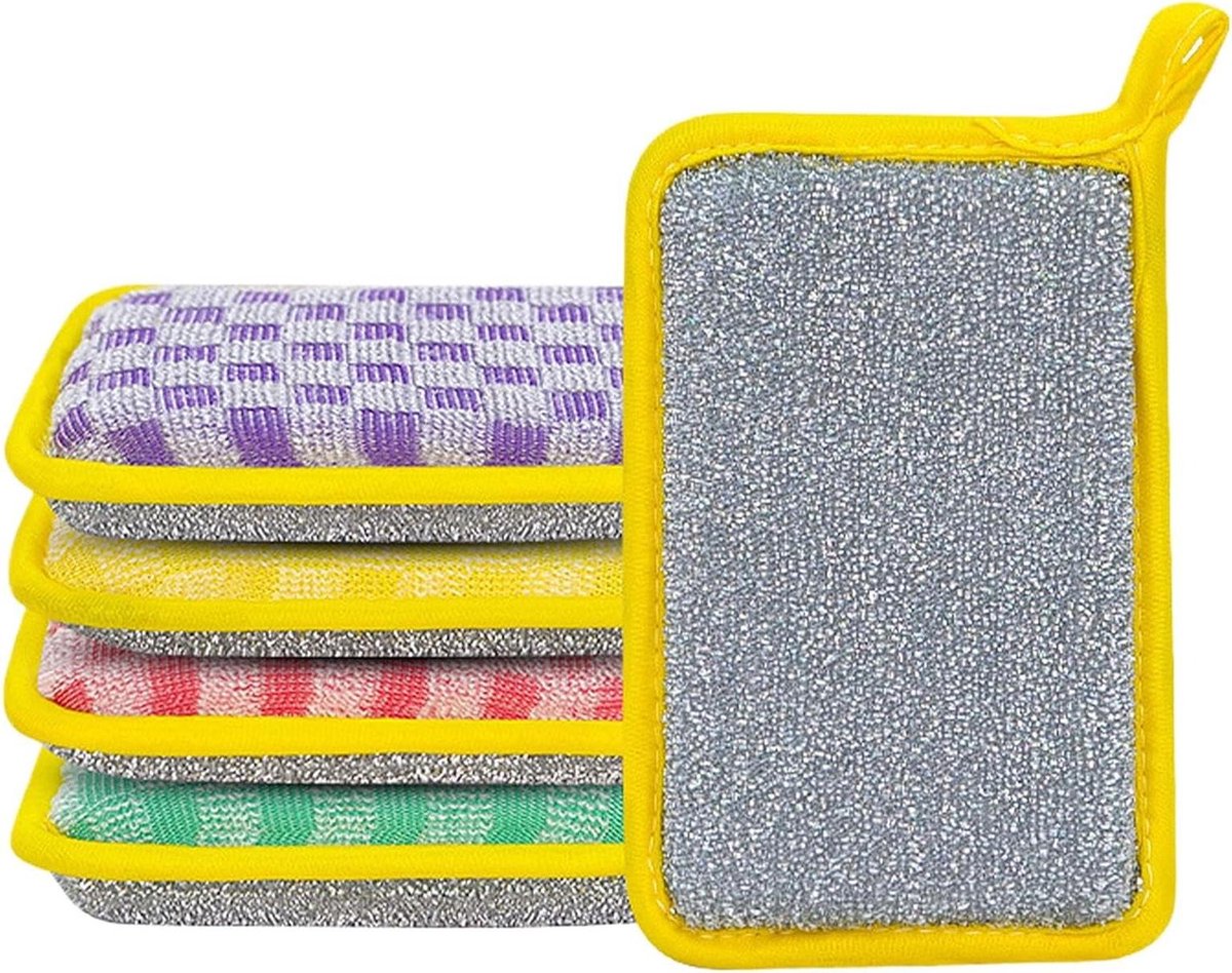 Keukensponzen Set - Afwas Spons - Hygiënisch Schoonmaken - Dubbelzijdige Textuur - 5 stuks - Grijs