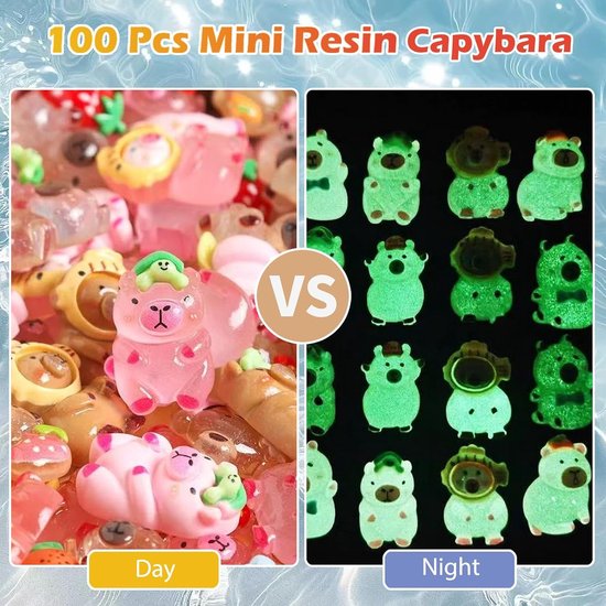 100 Mini Glow-in-the-Dark Dieren Blind Bag Mystery Bag - Glow in the Dark Hars Dierfiguren voor Feengarten Accessoires, Willekeurig Ontwerp (100 stuks) — afbeelding 3