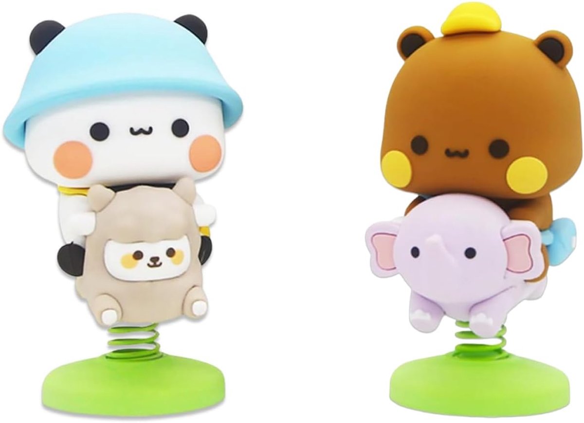 Dudu Wobble Figure, Mini Bubu Dudu Decorations Toy, Personalised Car Swing Toy, Bubu Dudu Panda Car Decorations,Pack of 2