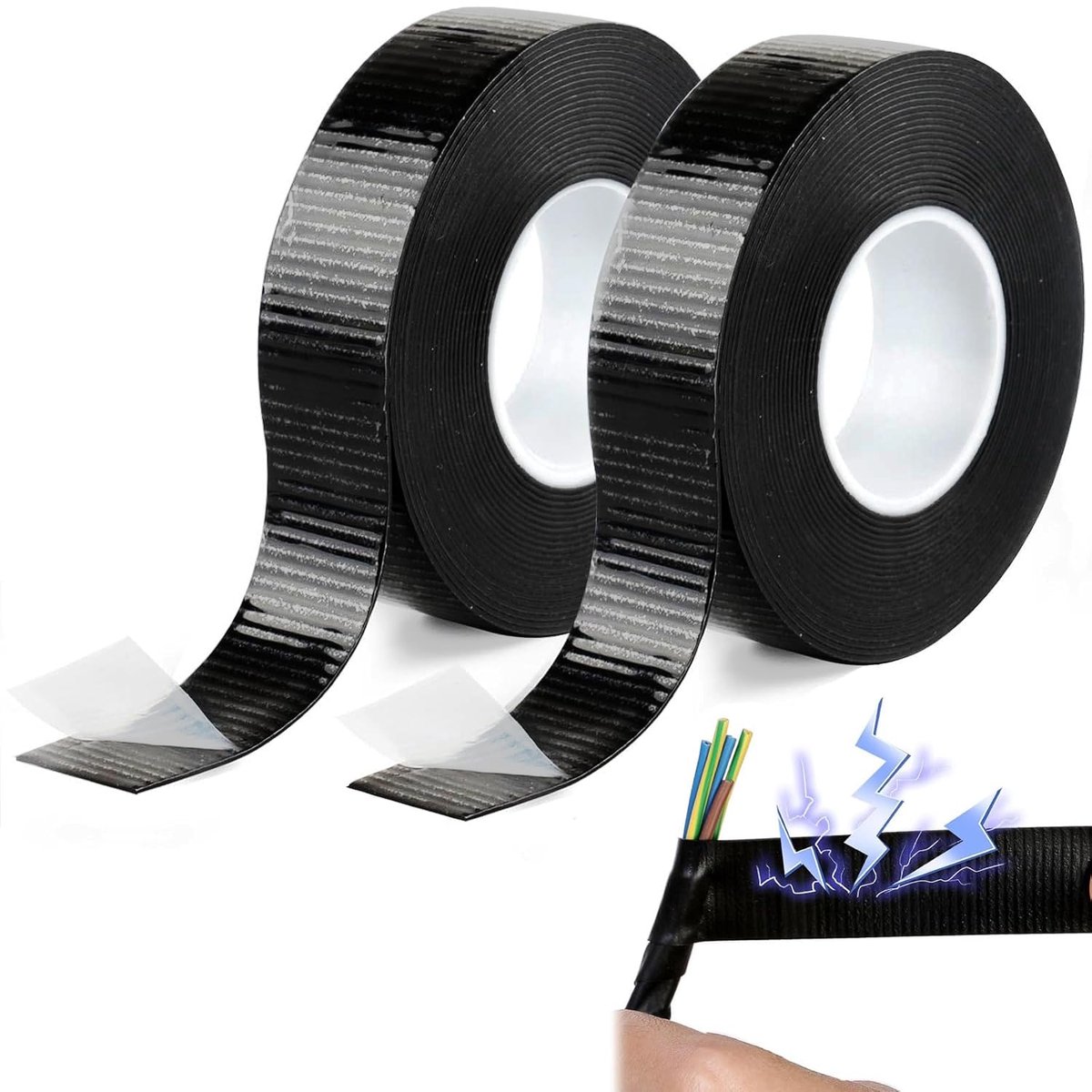 2 rollen zelflas tape - 5m x 22mm x 0,8mm Elektrische isolatietape Waterdicht & rubbergebaseerd, zelflas tape voor isolatie, reparatie en omwikkeling