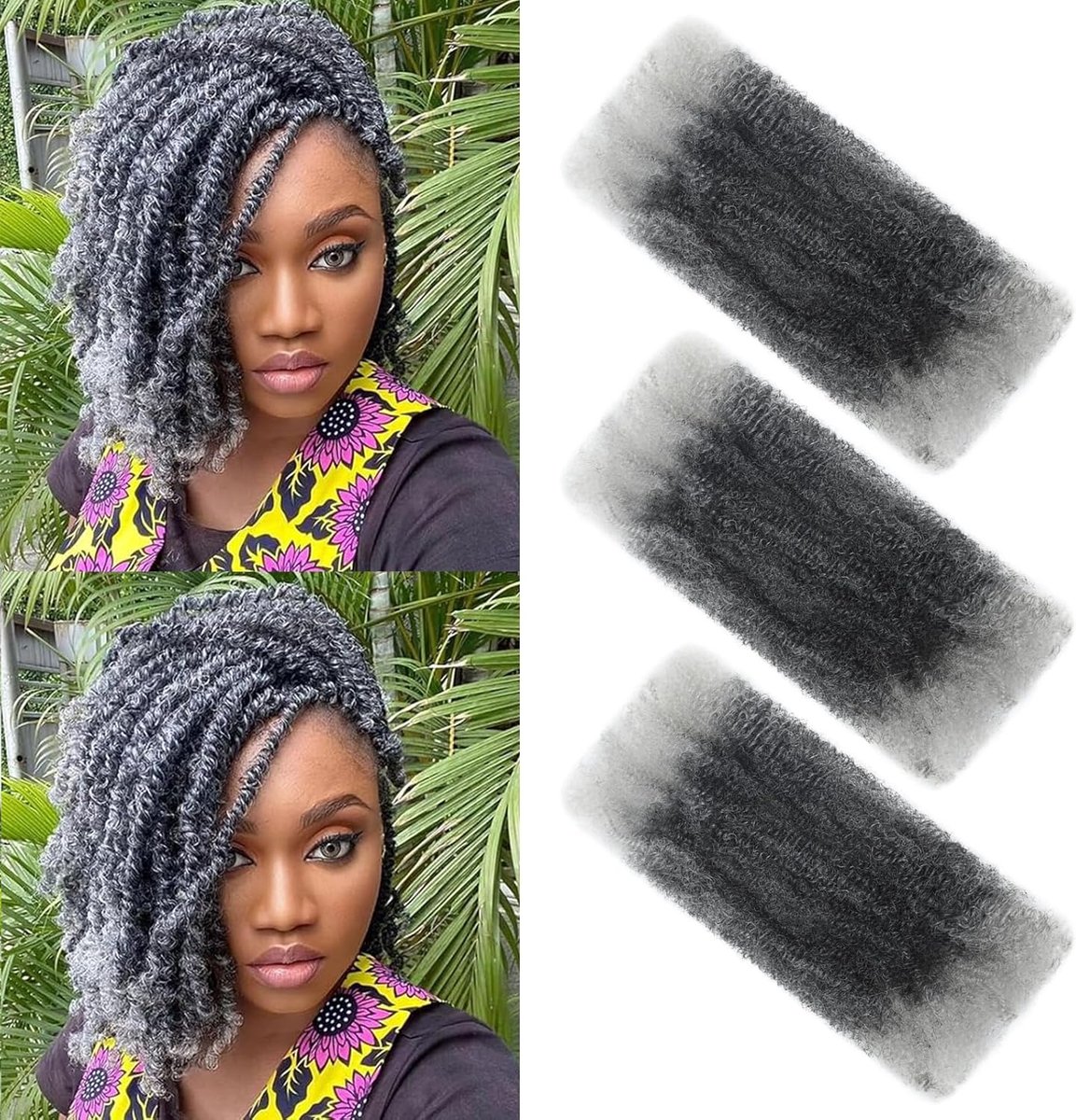 Kinky Krullend Vlechten Bulk Haar Voor Mini Twists Afro Kinkys Bulk Synthetische Cubaanse Twist Haar Zachte Lokken Micro Veer Twist Voor Dreadlocks Loc Reparatie (Tgery, 35,6 cm
