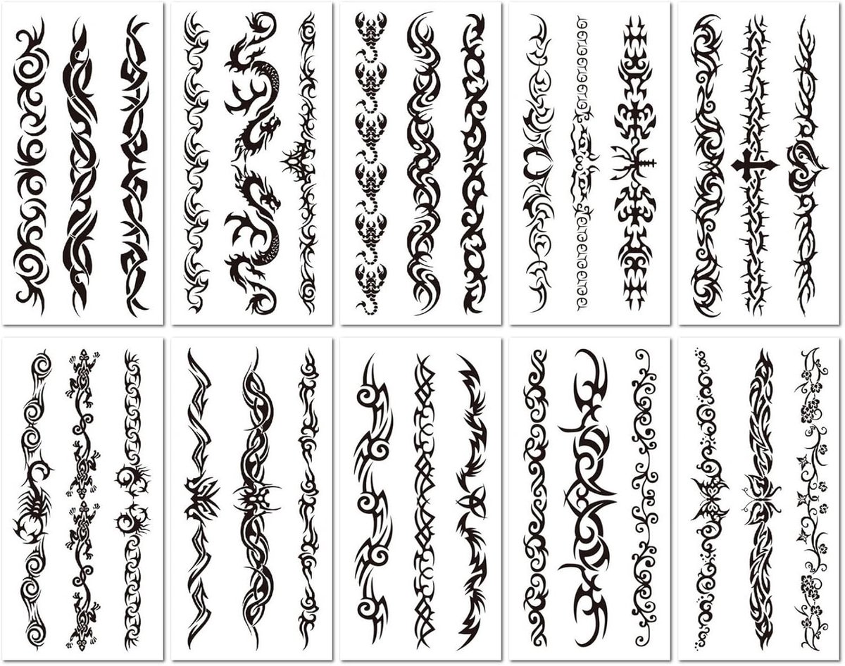 10 Vellen Totem Armbanden, Beenringen, Armen, Tijdelijke Tatoeages, Stickers, Waterdicht, Realistisch, Voor Vrouwen En Mannen