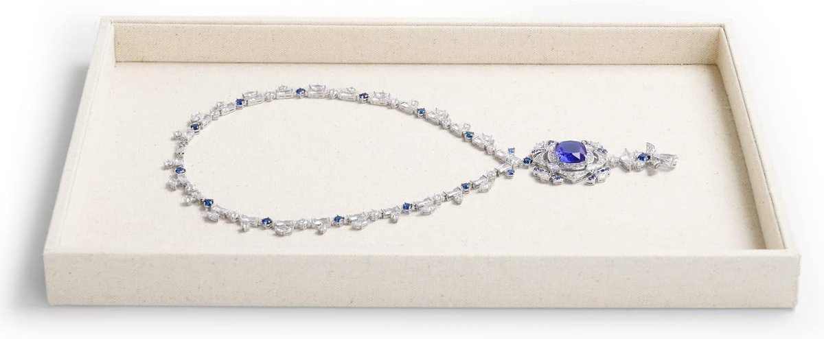 linnen sieradendisplaylades, stapelbaar, ketting, armband, ring, presentatiedisplay, lege plaat