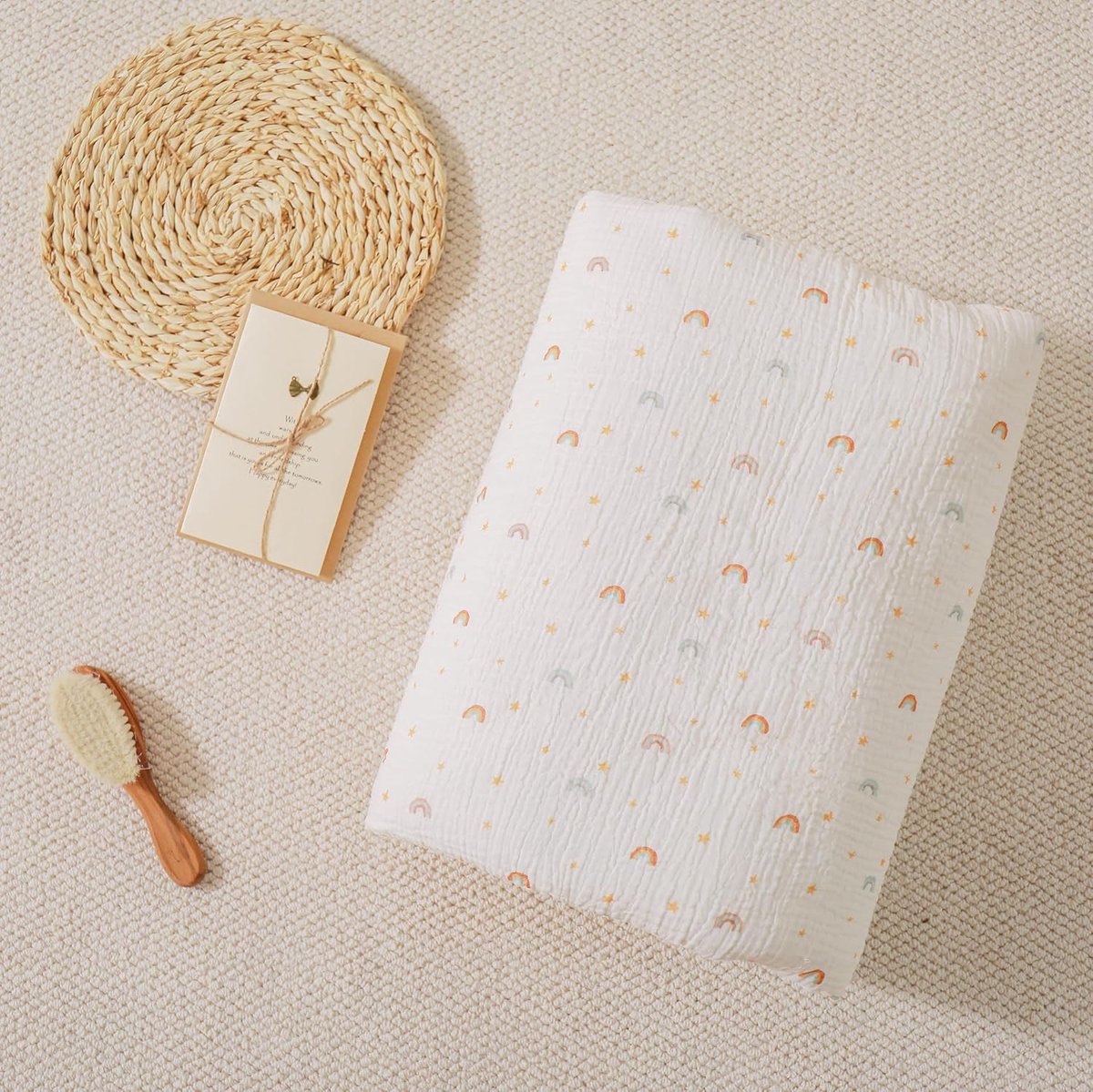 Blanket 100x135 Cm- Zachte Babydeken Van Minky Katoen En Mousseline Oeko Tex - Ledikant Deken - Polyester Vulling Quilt - Baby Swaddle - Bed Plaid Voor Kinderkamer - Baby Dekbed - Wiegdeken