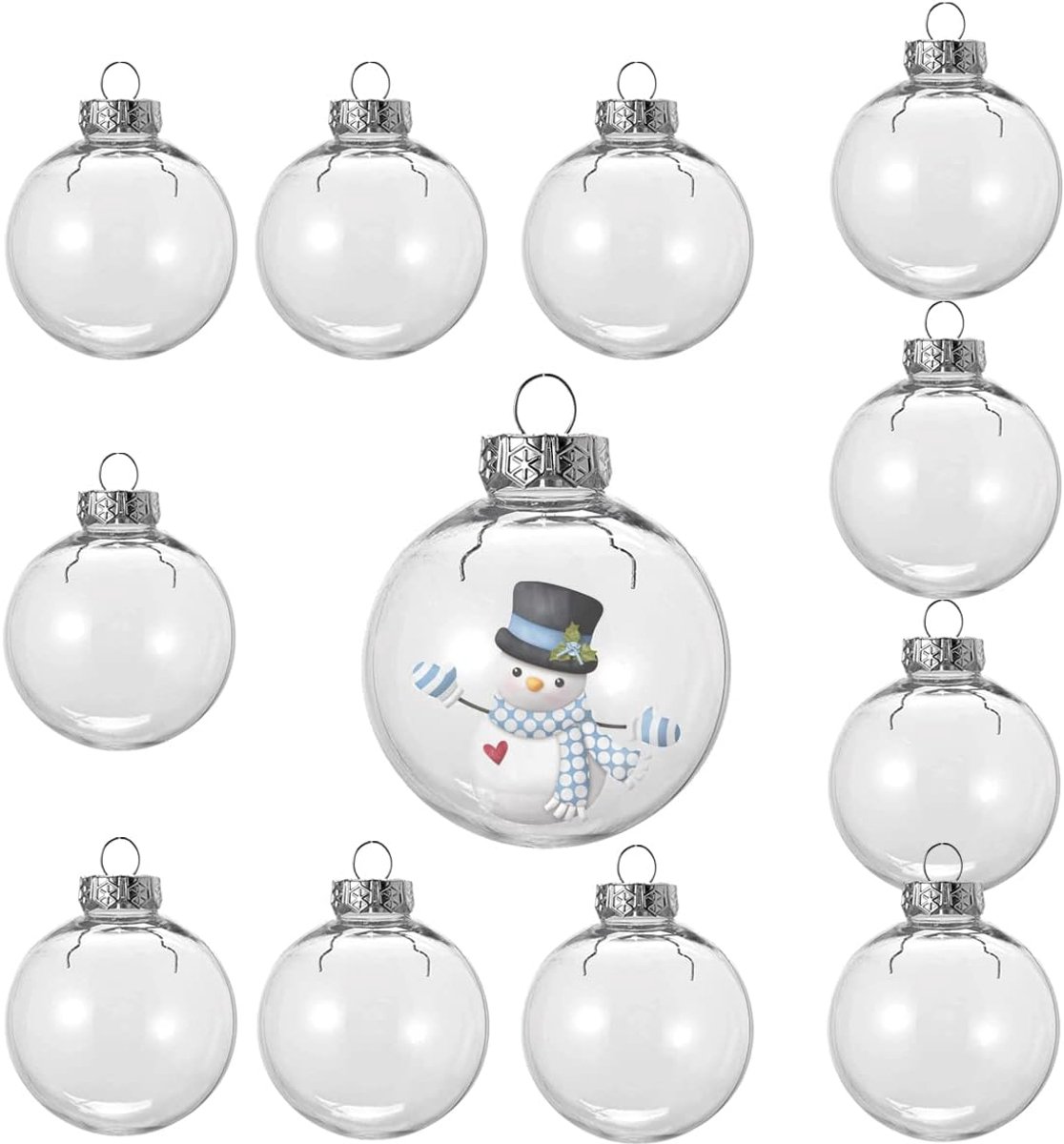 Kerstballen, vulbare doe-het-zelf kerstboomballen, boomversiering, doorzichtige kunststof ballen, kerstboomversiering, acrylballen 6 cm, plastic kerstdecoratie voor feest, bruiloft