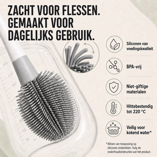 8-in-1 Babyfles Reinigingsset - Flessen Droogrek Baby - Flessen Borstel Reis Set - Flessenreiniger - Siliconen Flessenborstel met Zeepdispenser en Opbergbox — afbeelding 5