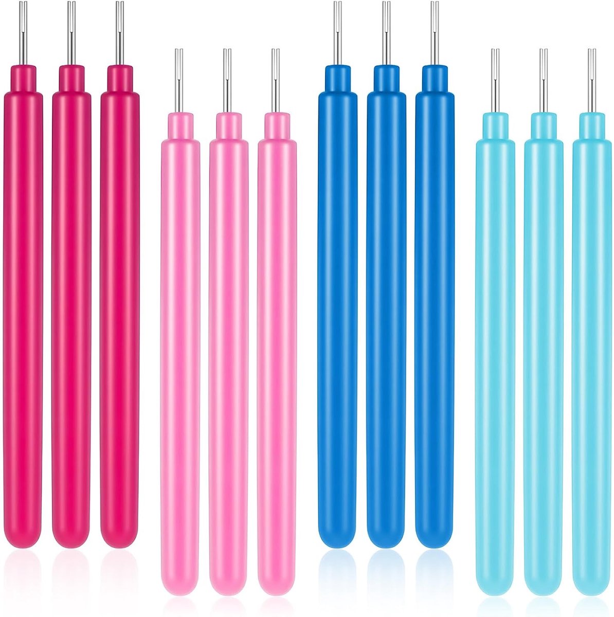 12 stuks Quilling Pennen, roestvrij staal papier quilling pen met kunststof handgreep Multifunctionele Origami Rolling Pen voor DIY-papierknutselen (Lichtroze, Rozenrood, Donkerblauw