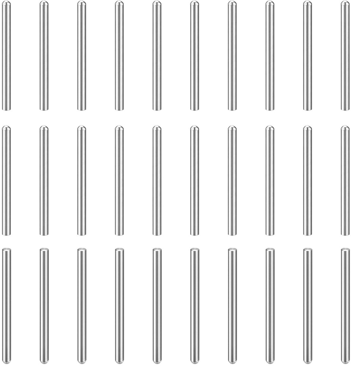 30 stuks cilinderpennen, 4 mm x 50 mm metalen pen, 304 roestvrij staal, cilindrische ronde kop, plugpennen paspen voor gereedschapsbouw, machinemontage en apparatuur