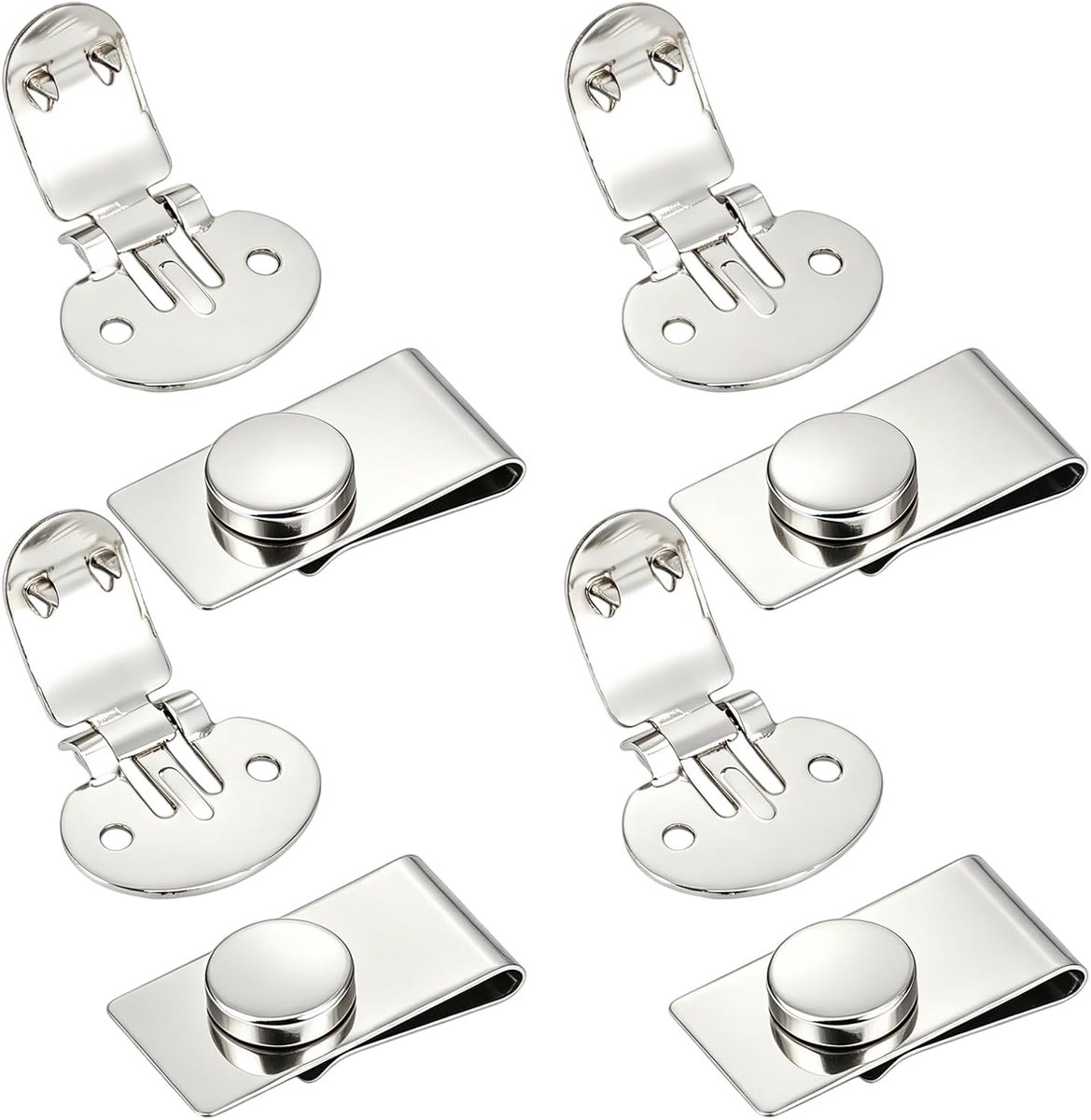4 stuks onzichtbare magnetische dasklemmen van roestvrij staal, kleur zilver, met verborgen magneet, voor herenoverhemden.