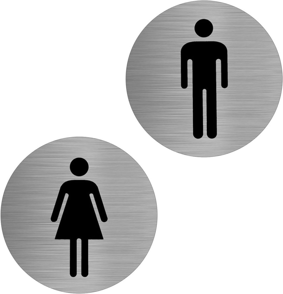 Zelfklevend Toiletbordje - 100% Aluminium WC-Bordje voor Dames en Heren Kleedkamer, Ø 75 mm