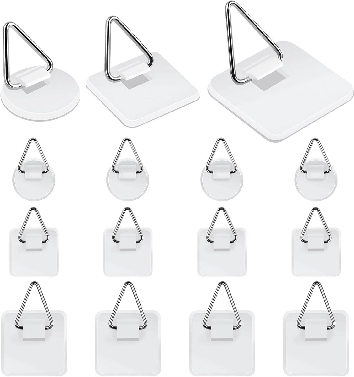 15 stuks zelfklevende fotohangers in 3 maten, fotohaken om te plakken, witte hangers voor foto's, puzzels, canvas foto's, posters, wanddecoratie