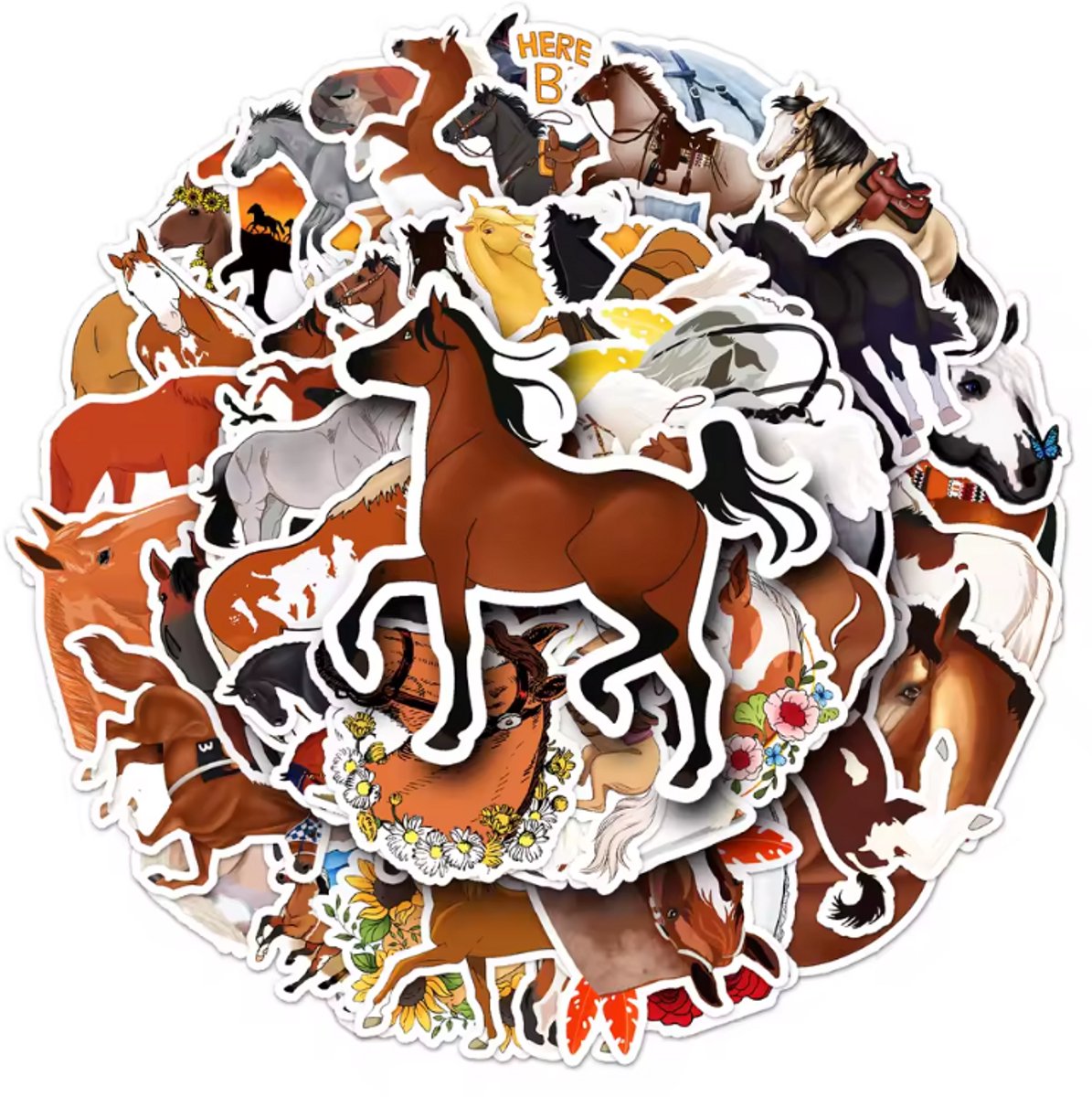 New Age Devi - Paarden Stickers - Personaliseer jouw Wereld - 50-delige Set - Water- en Zonbestendig - Creëer Creatieve Decoraties!