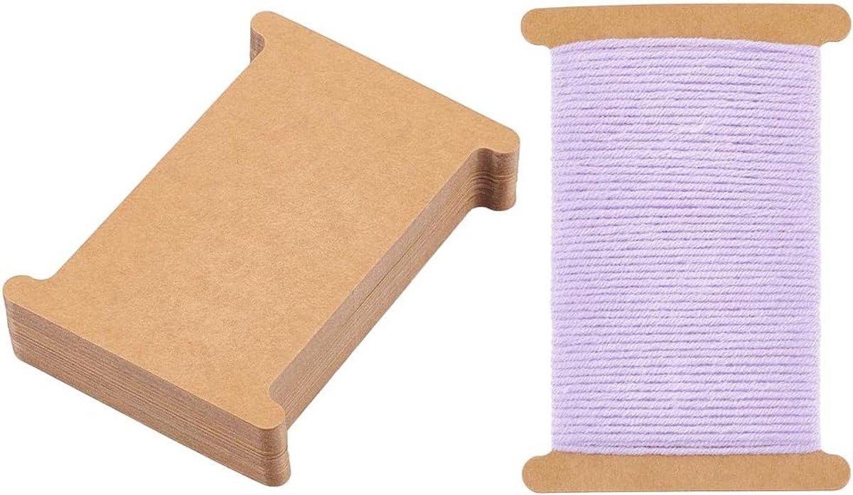 PandaHall 50 stuks houders voor linten, spoelen met tandzijde, slabbetjes voor draadhouder, lege kartonnen spoel voor kruissteek, knutselen, naaien, 13 x 8,9 cm