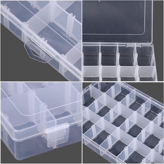2Pack 36 Grids Plastic Borduurwerk Floss Opbergdoos - Kruissteek opbergdoos met 200 floss klossen, 8 vel blanco stickers — afbeelding 3