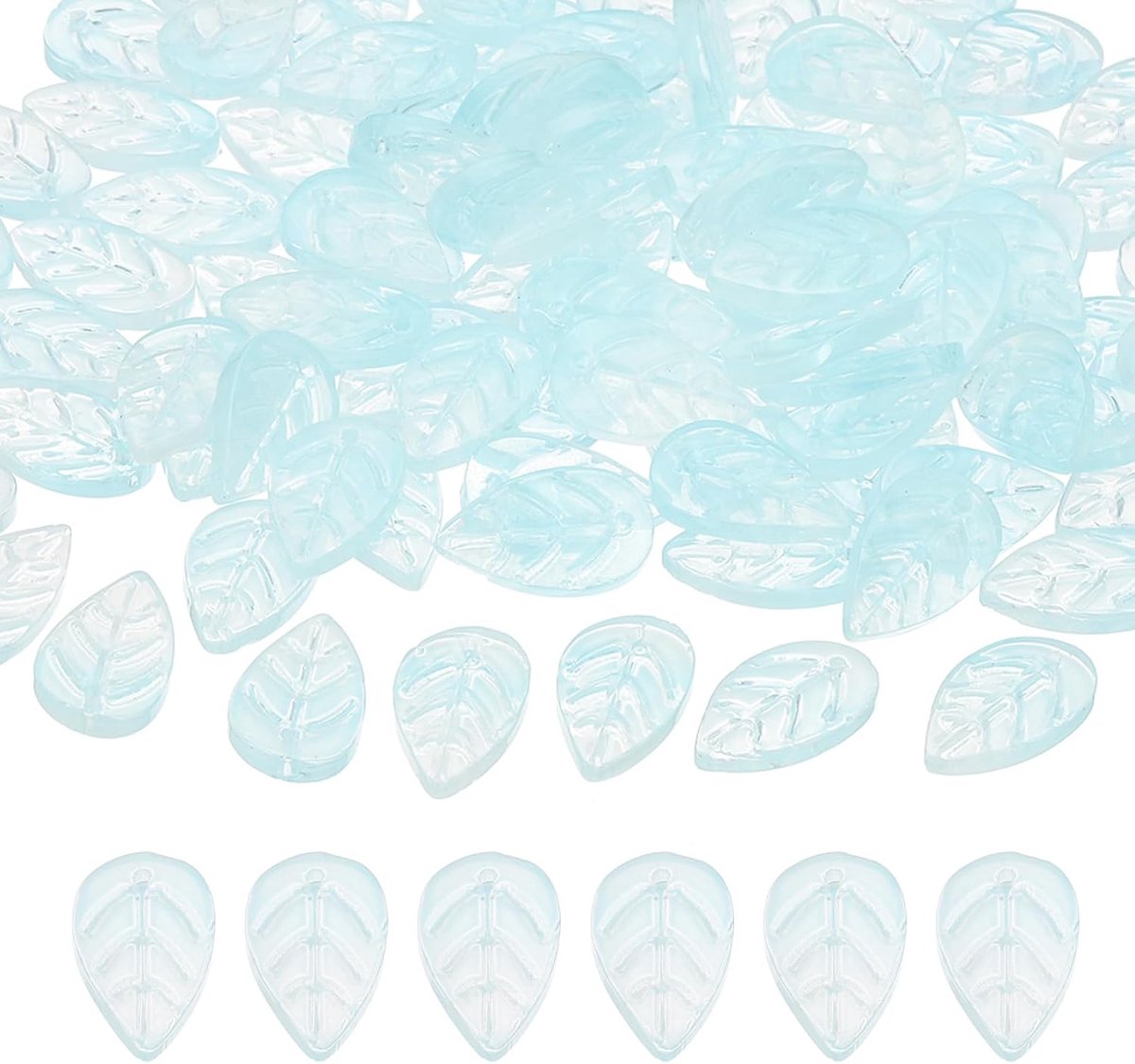 Kralen, 100 stuks kristalbladkralen, doorschijnende Tsjechische glaskralen, spacer kraal voor doe-het-zelf sieraden maken armbanden ketting, gradiënt meerblauw, Glas/Geglazuurd, Parel