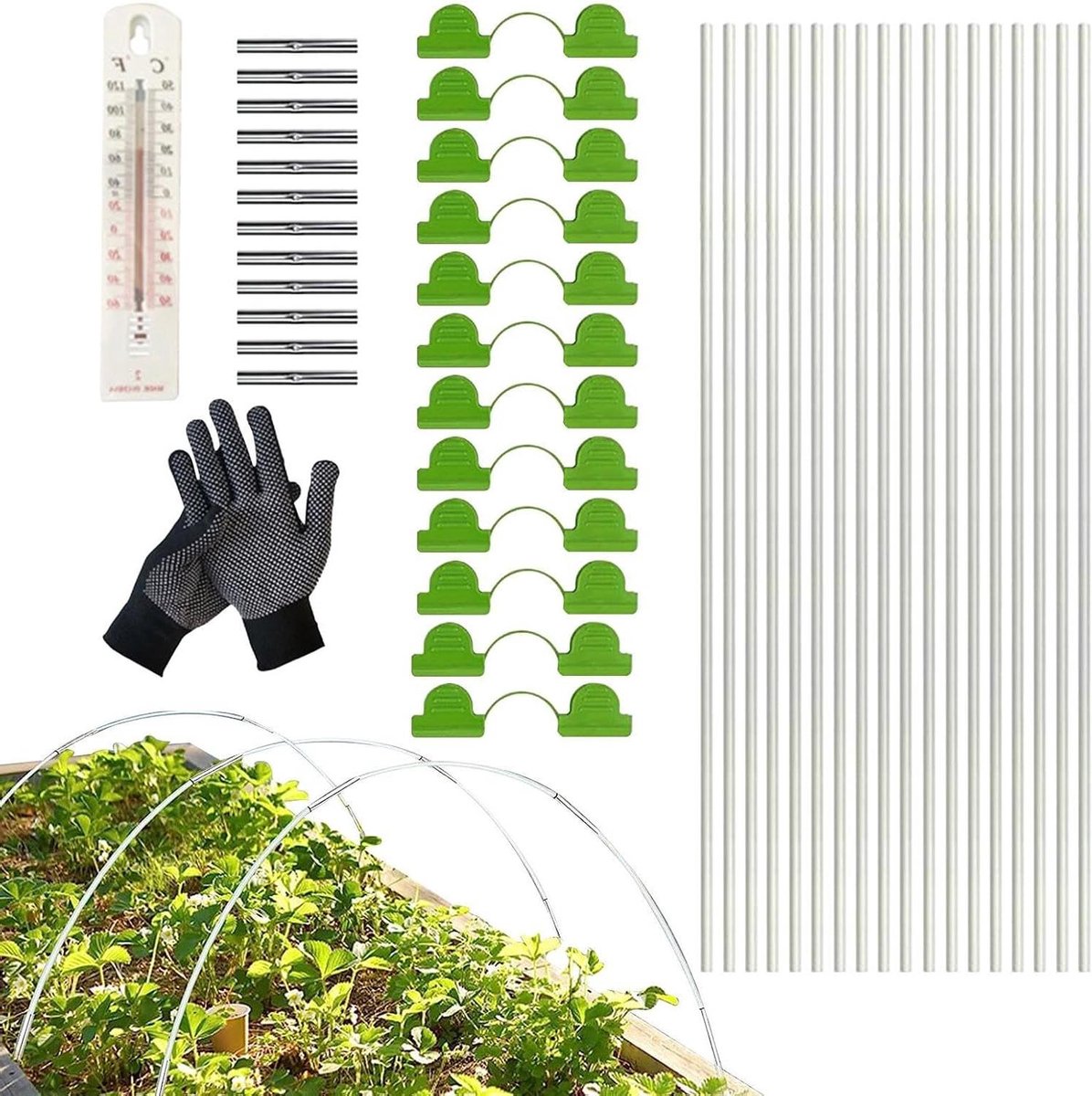 Tuinboog Set - Kweek Tunnelboog - Planten Beschermen - Glasvezel Frame - 43 cm - Groen