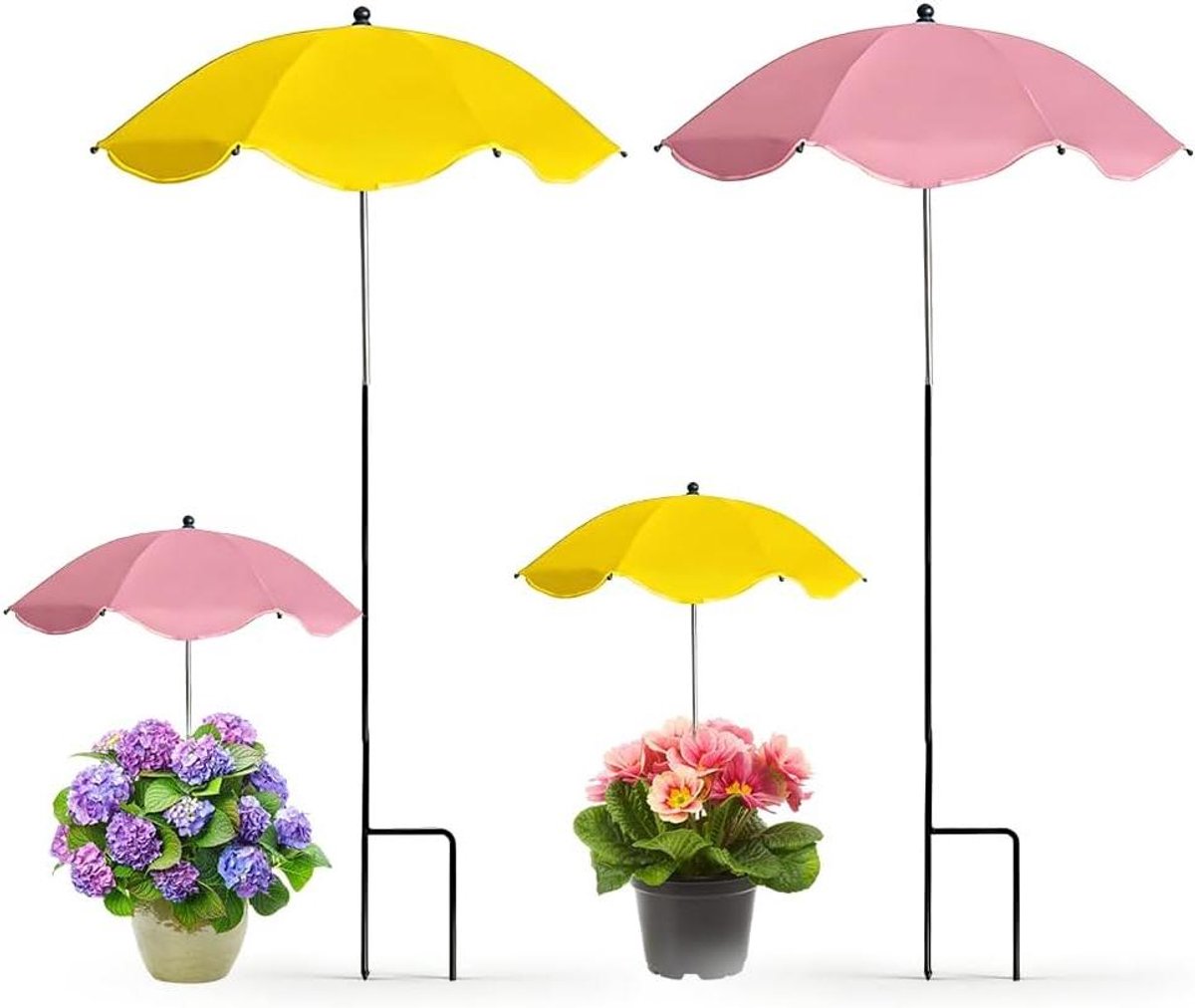 Mini parasol - Kleine paraplu - Planten beschermen - Verstelbaar ontwerp - Ø 60 cm - Roze geel