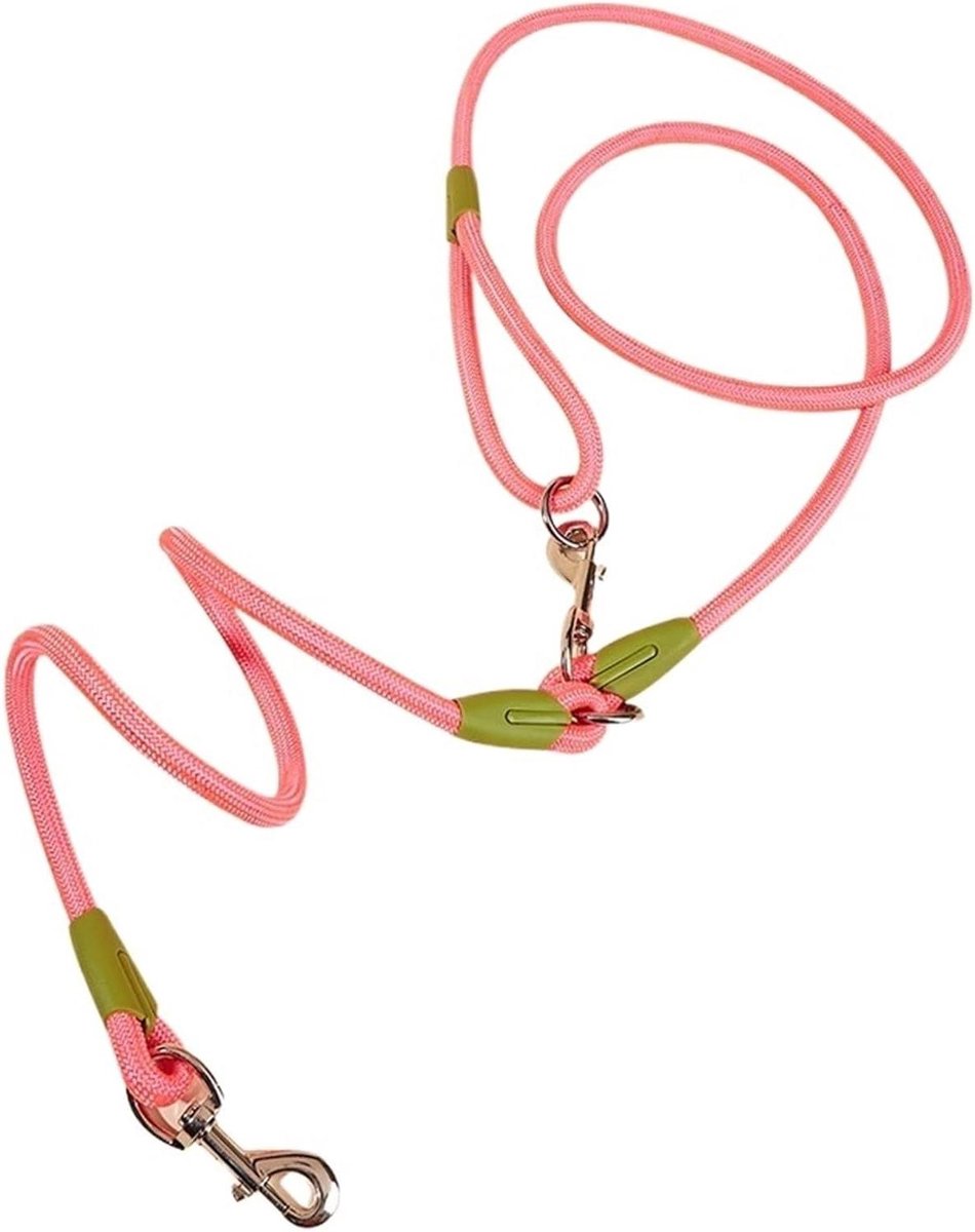Handsfree Hondenriem - Wandelriem - Actief Wandelen - Dubbele Handgreep - 1.2x220cm - Roze
