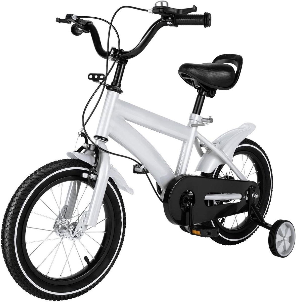 Kinderfiets 14 Inch Loopfiets Met Wielen Leren Fietsen Afneembare Zijwieltjes 14 Inch Wielen Wit
