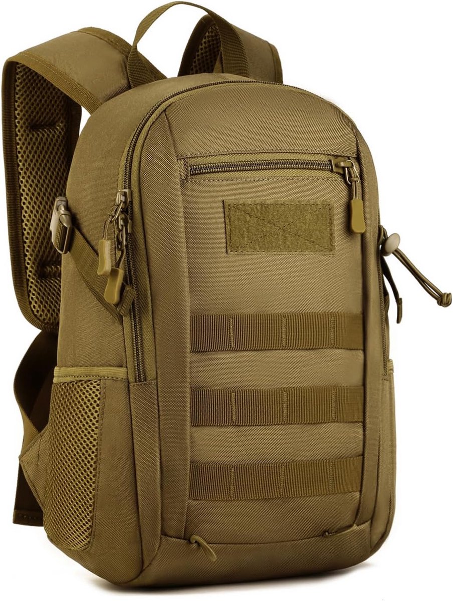 Mini tactische rugzak van 12 l/15 l/20 l/30 l, Molle-schooltas voor kinderen, heren en dames, voor de jacht, kamperen, wandelen, in het zwart/bruin/camo/groen