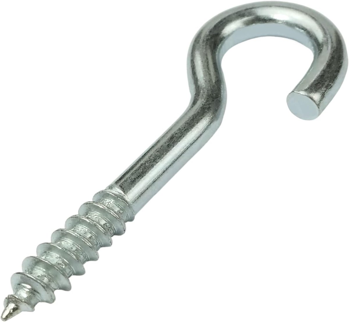 Haken schuine oogschroeven Ø 3x20mm in vorm C - open haak met zelftappende schroef - van verzinkt staal - kleur zilver