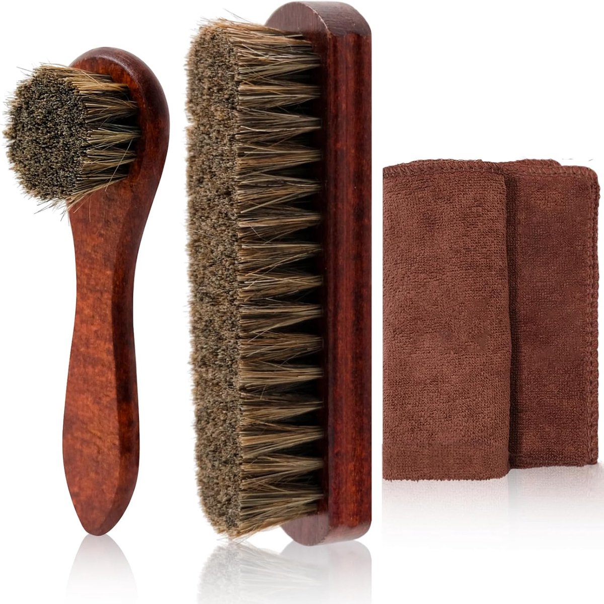 Schoenverzorgingsset Paardenhaar Schoenborstel Professionele Schoenpoetsset Leerverzorging Schoenen Borstels Schoenverzorging Set voor Schoenen, Tassen Lederen Sofa